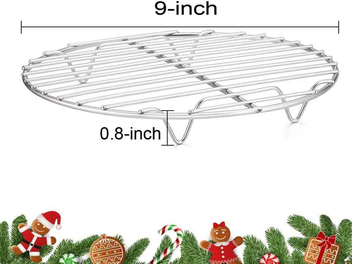 TeamFar round cooling rack shows mirror finish for easy cleaning and smooth handling.
