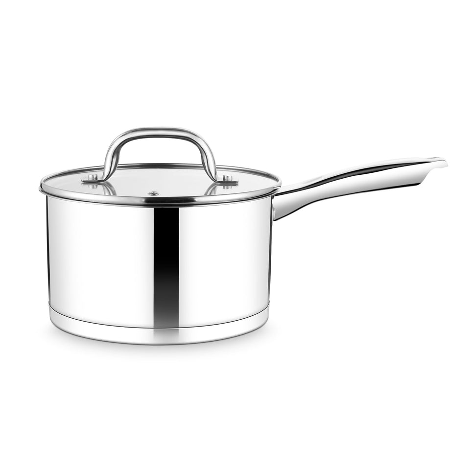 TeamFar 3 qt saucepan with tri-ply bottom delivers fast, even heating for sauces.