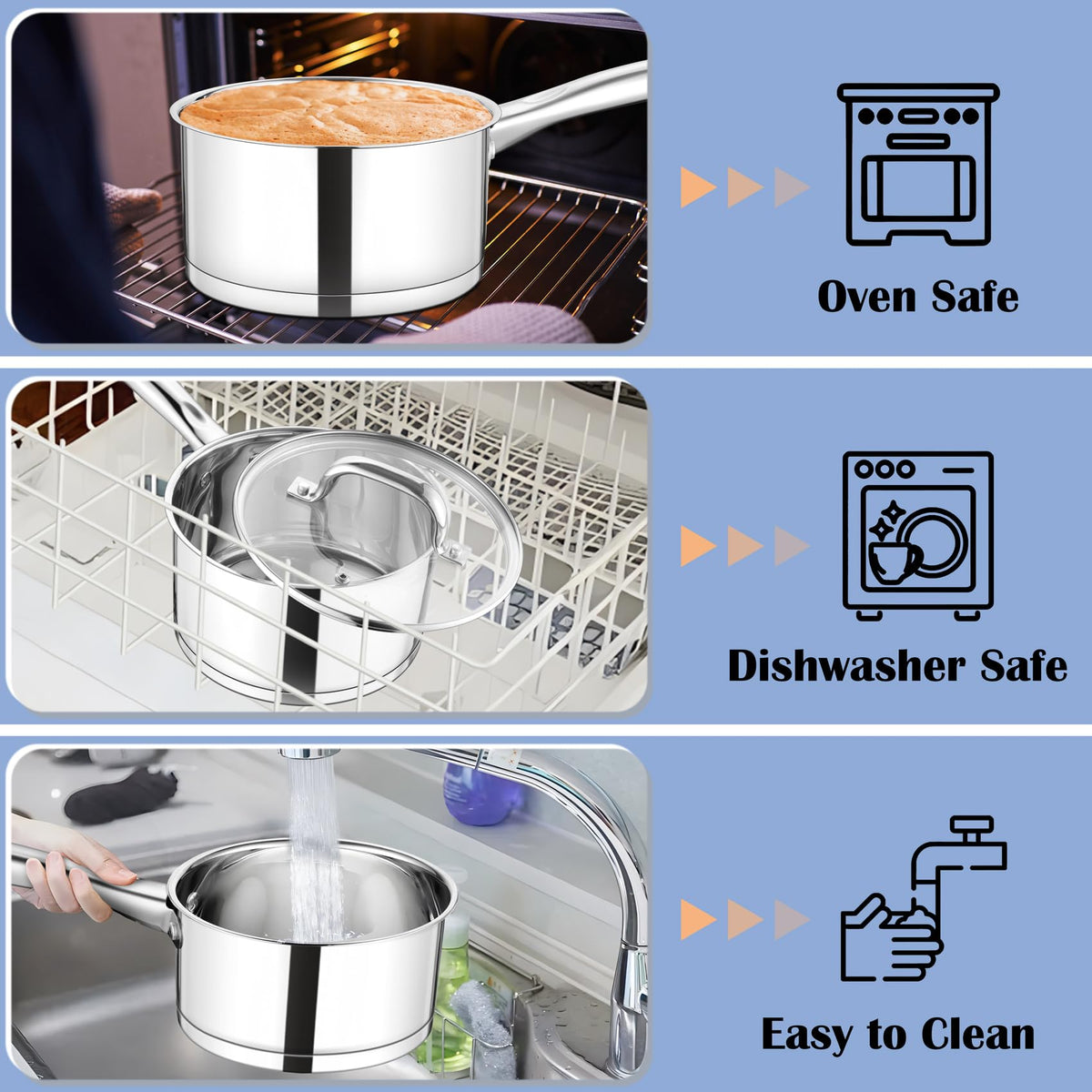 TeamFar dishwasher-safe saucepan for easy cleanup after cooking.