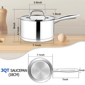TeamFar glass lid provides clear view and helps retain flavor during cooking.