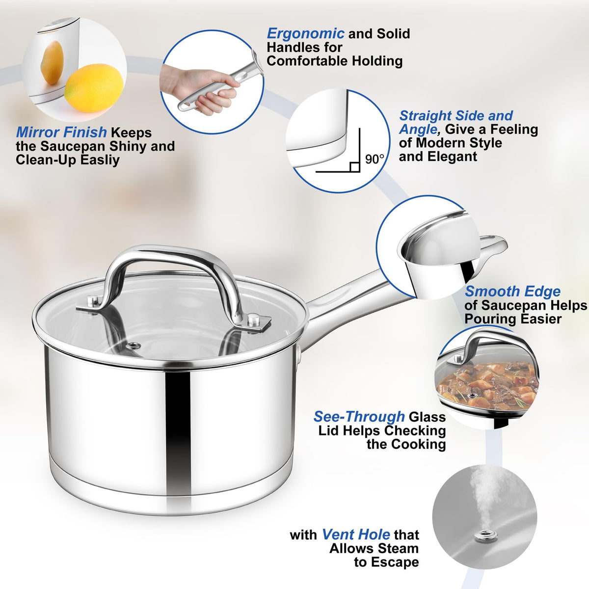 TeamFar saucepan on stovetop demonstrates even heat distribution for simmering.