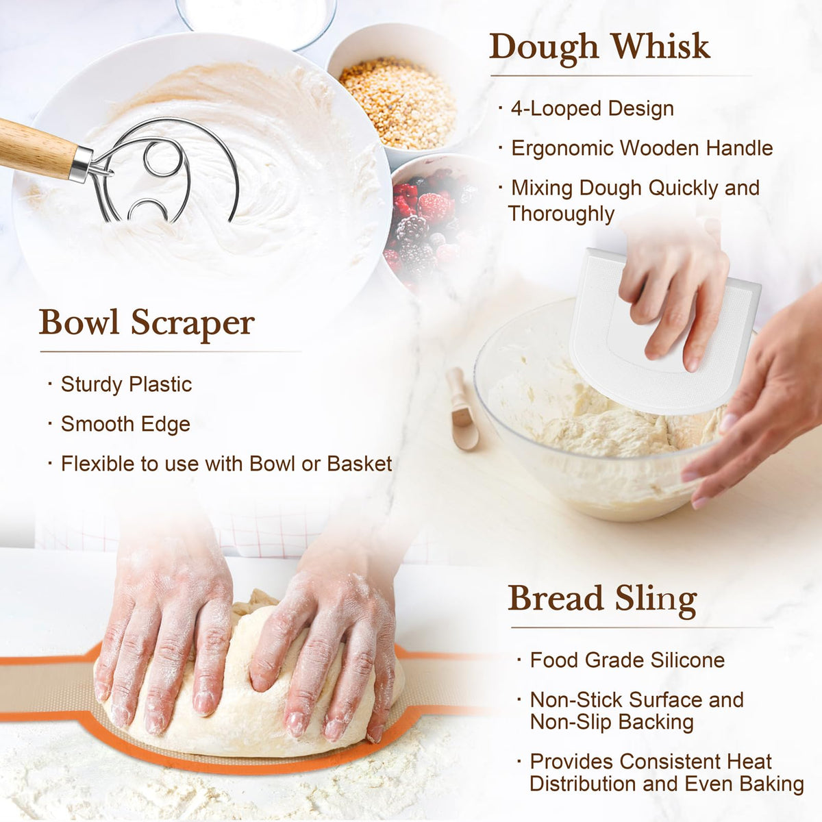 TeamFar silicone bread brush for even flour distribution and cleaning.