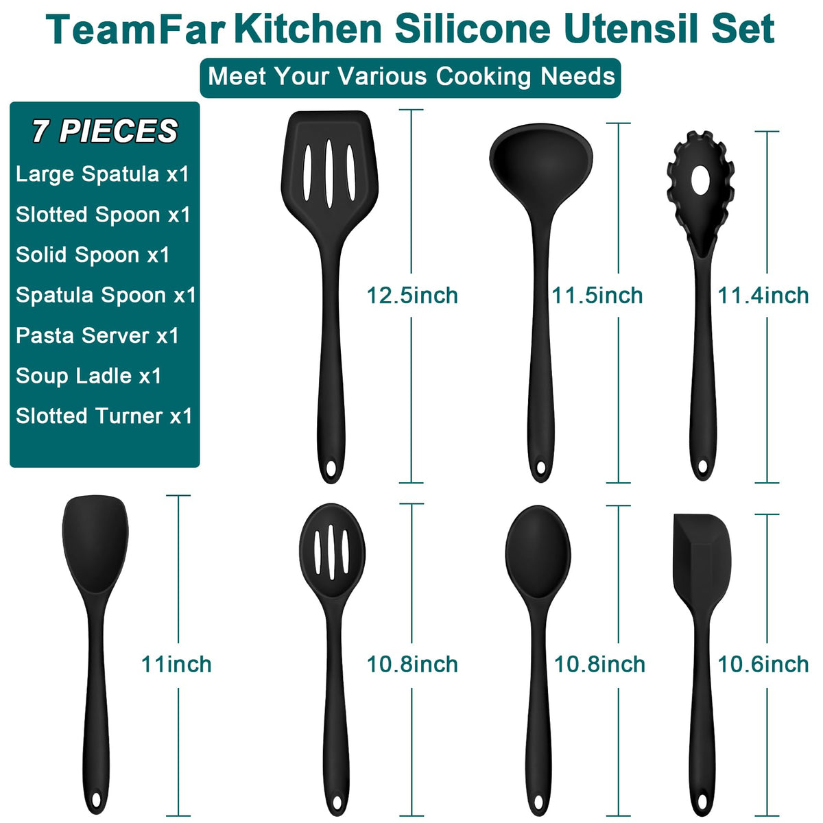 TeamFar silicone slotted turner gentle on nonstick surfaces for flipping