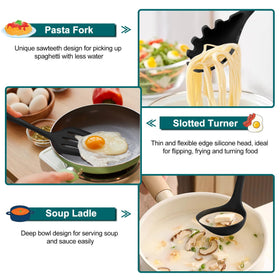 TeamFar silicone spatula spoon flexible edge protects nonstick pans