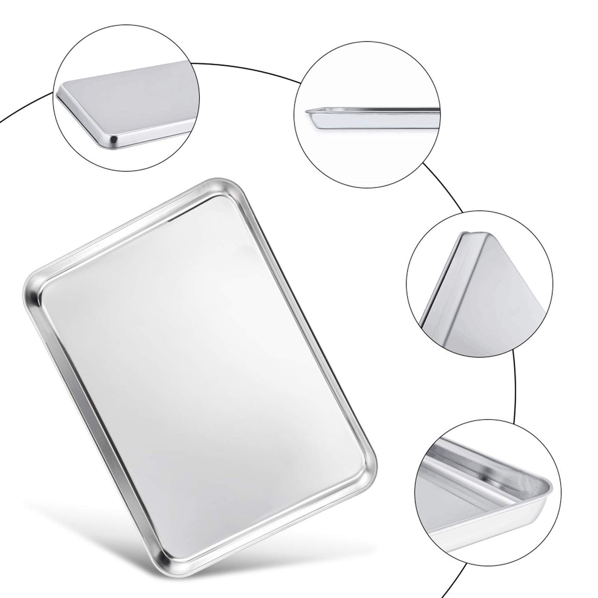 TeamFar baking pan with smooth roll edges for safe handling