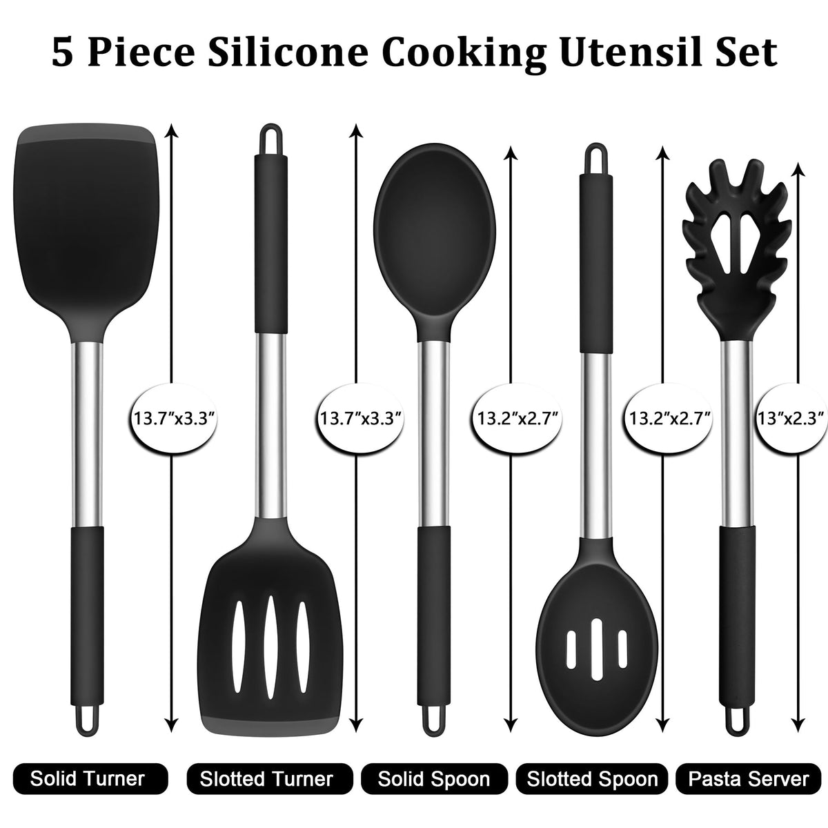 TeamFar solid turner silicone utensil with ergonomic grip for easy stirring.