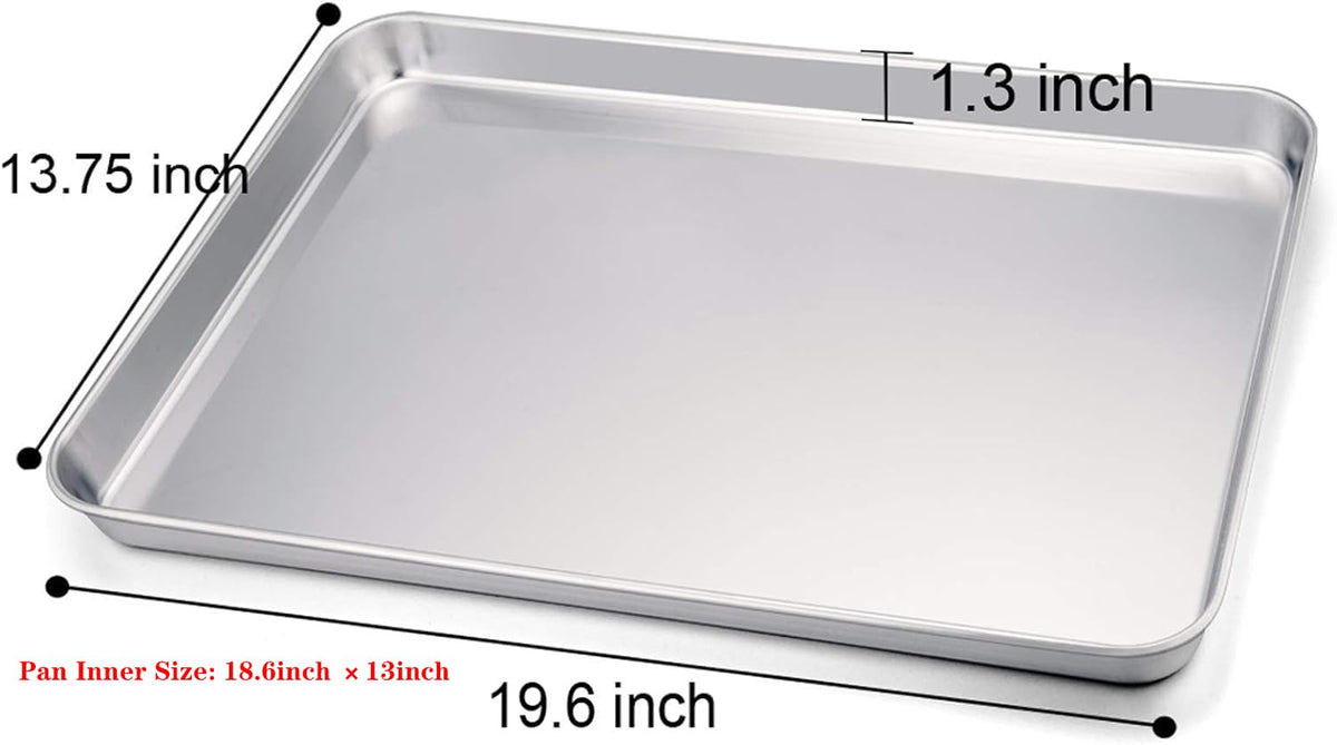 TeamFar stainless steel baking pan, heavy-duty and durable for roasting