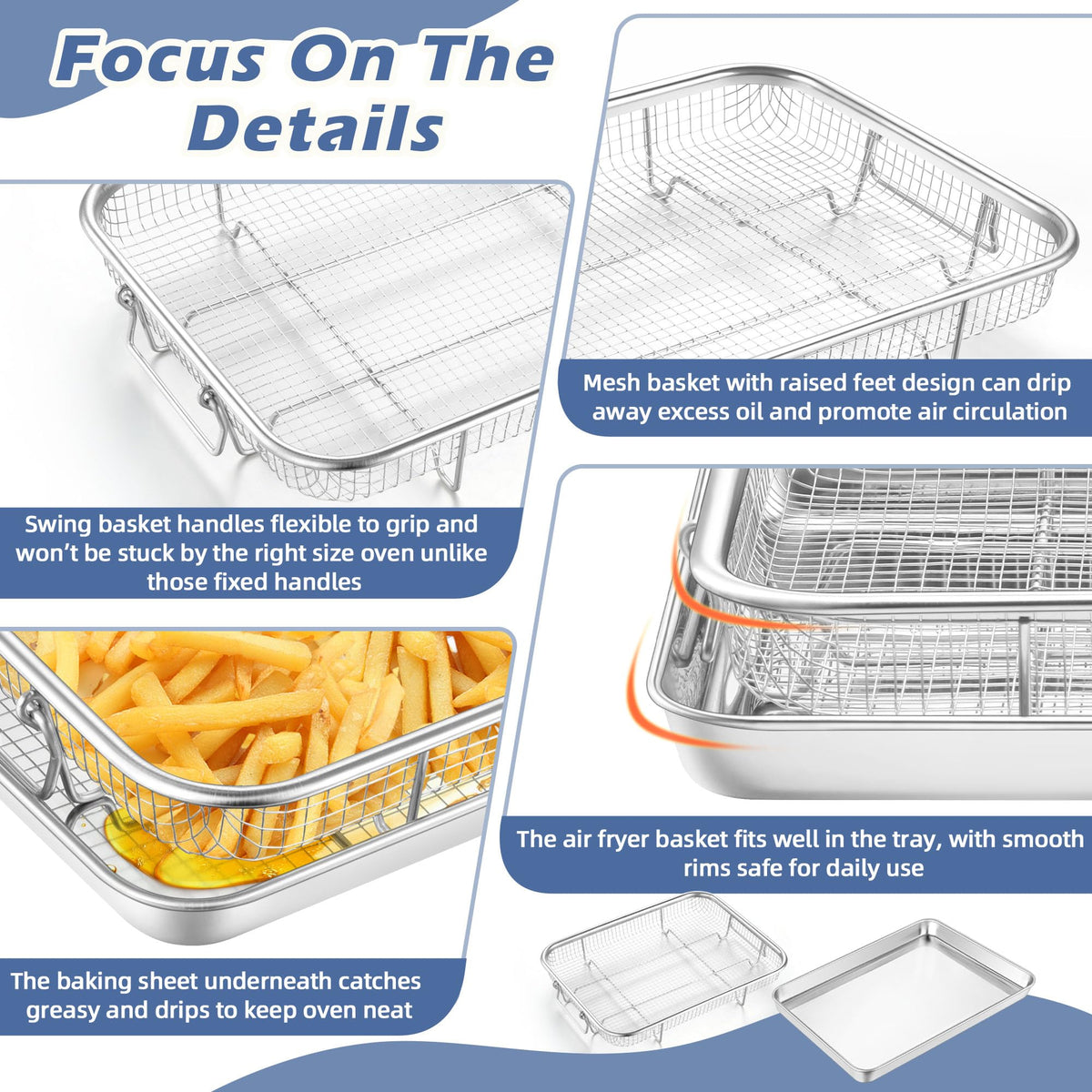 TeamFar stainless steel baking pan suitable for baking and roasting.