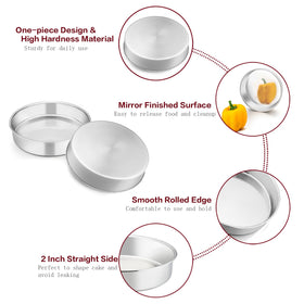 TeamFar stainless steel cake pan 6-inch ready for oven, steam, or air fryer