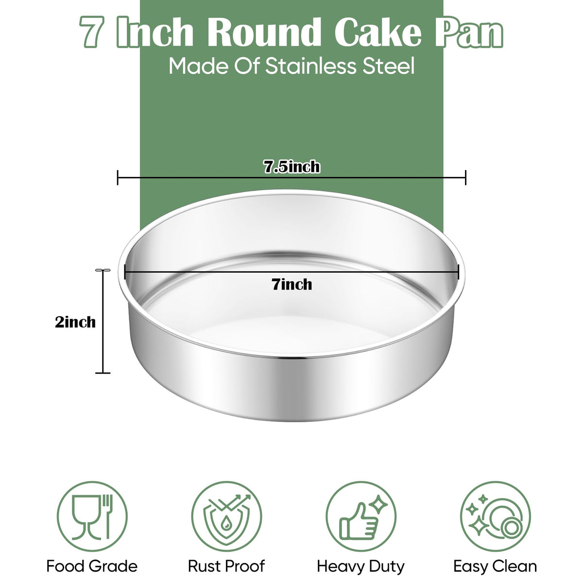TeamFar stainless steel cake pan with mirror finish inside for easy release