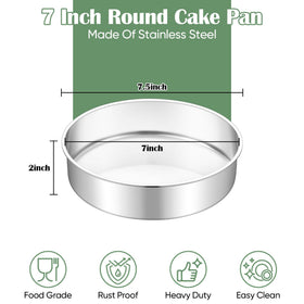 TeamFar stainless steel cake pan with mirror finish inside for easy release