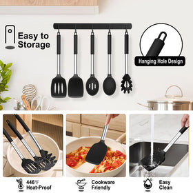TeamFar stainless steel handle utensils provide sturdy balance and durable use.