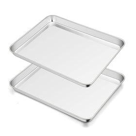 TeamFar toaster oven pan set of 2 in stainless steel for healthy, even baking.