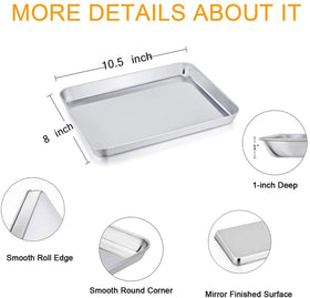 TeamFar toaster-oven-pans-set2-roll-edge prevents spills during roasting