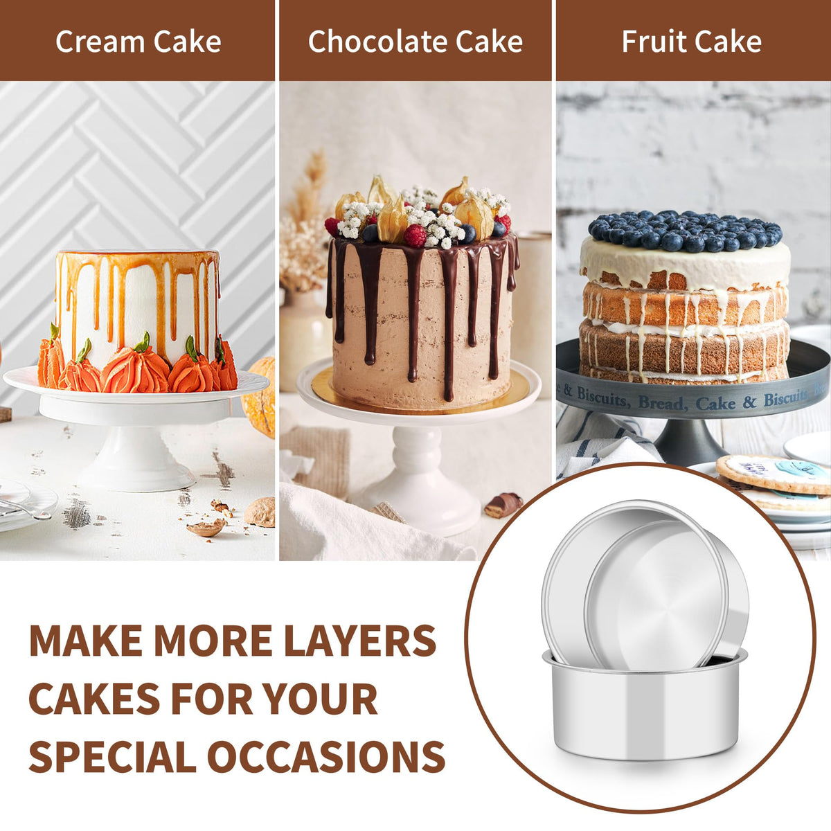 TeamFar versatile 5-inch pans ideal for mini cheesecakes, quiches, and small treats.