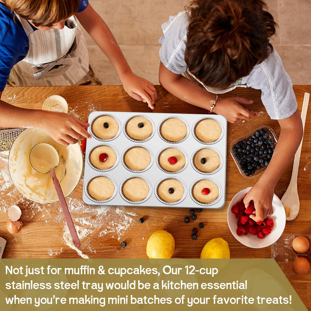 TeamFar versatile muffin pan supports cookies, mini cakes, and more