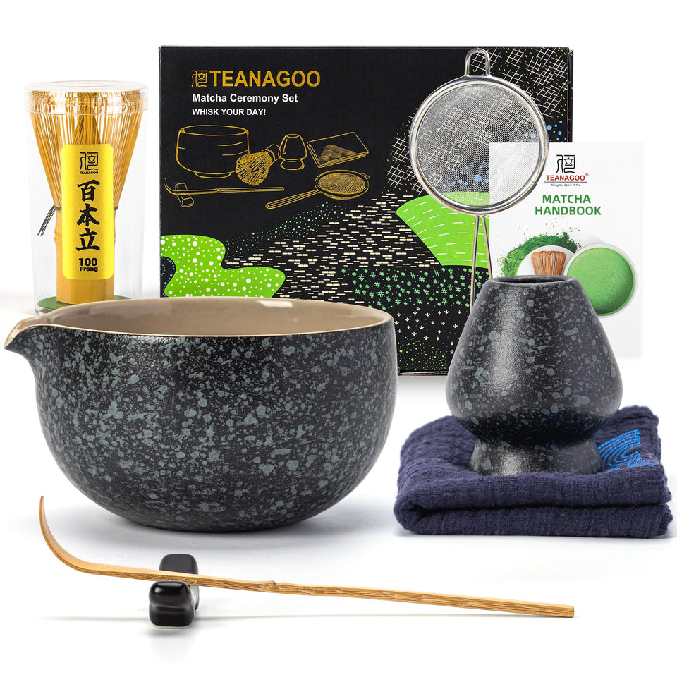 TEANAGOO ceramic black 510ml matcha bowl for ceremonial serving