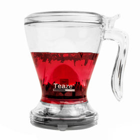 TEAZE Infuser shows tea leaves blooming for rich flavor during steeping.