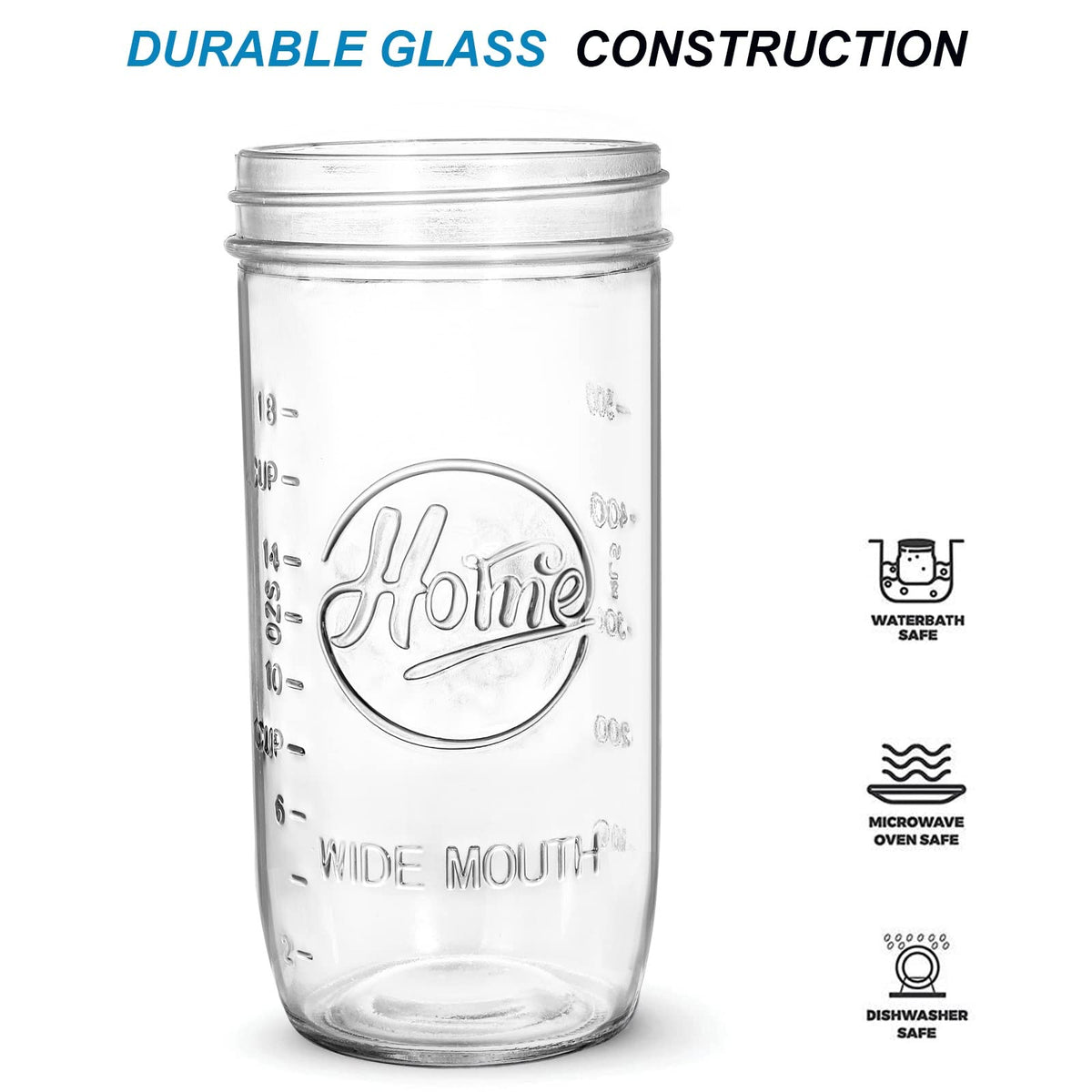 Tebery 24oz mason jar in kitchen ready for preserving.