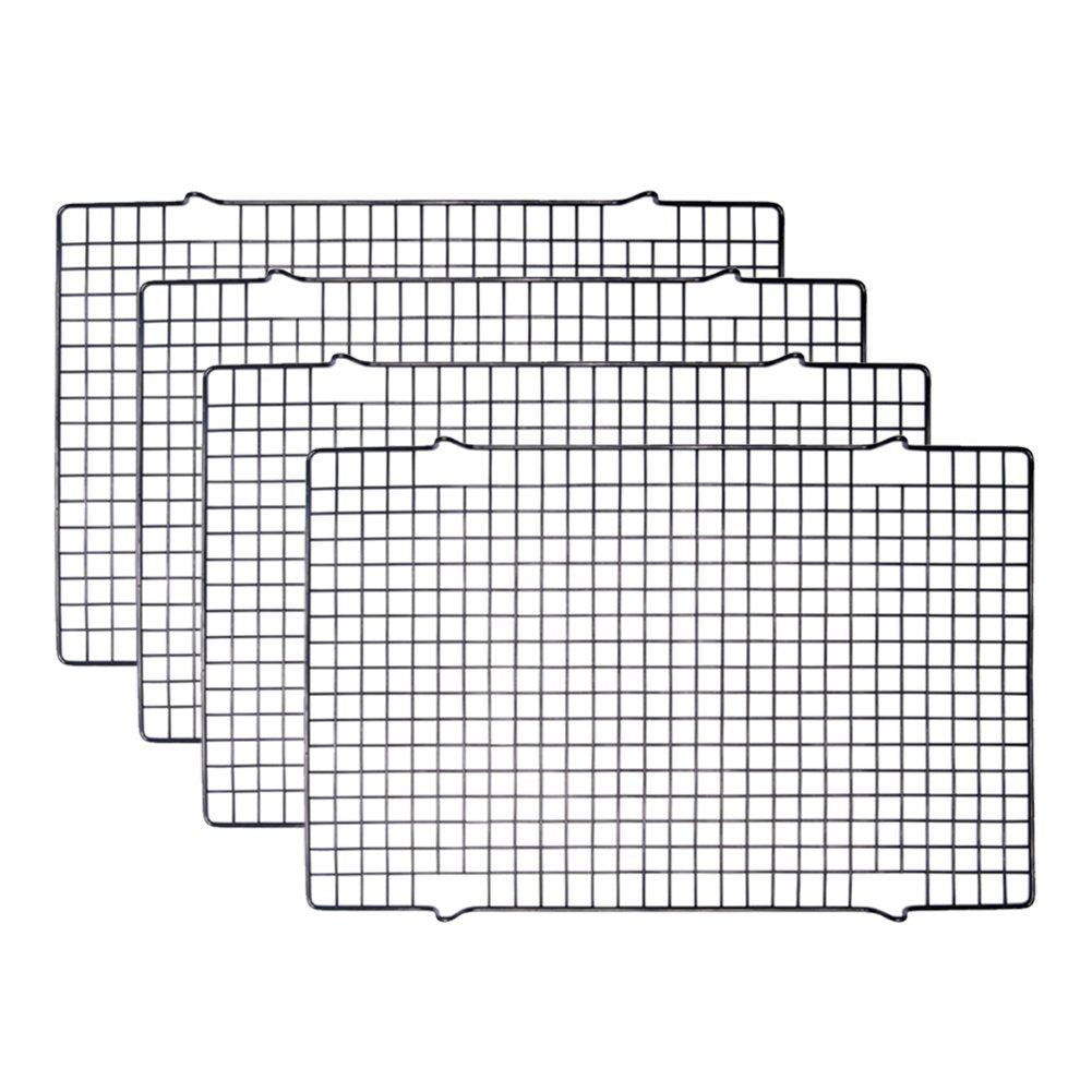 Tebery 4-pack black heavy-duty wire cooling rack for even air circulation.