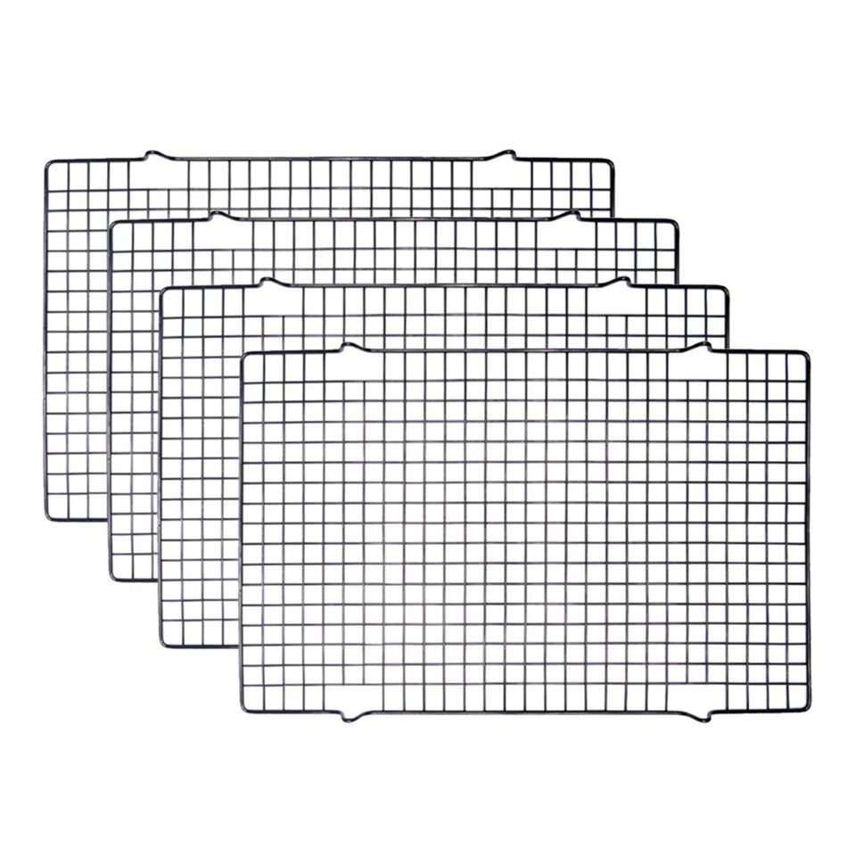 Tebery 4-pack black heavy-duty wire cooling rack for even air circulation.