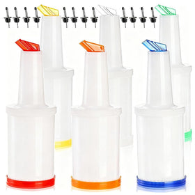 Tebery 34oz plastic juice bottle in a bright color for easy mixing.