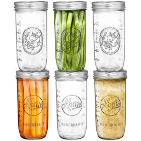 Tebery 6-pack wide-mouth jars shown for canning and storage.