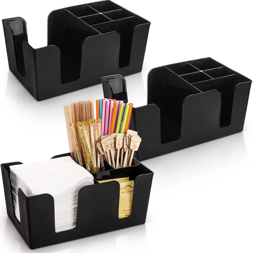 Tebery bar caddy with six compartments keeps napkins neatly organized for quick access