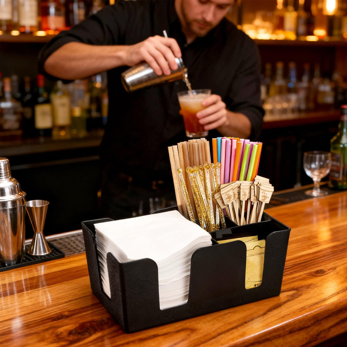 Tebery bar caddy is easy to wipe clean after busy shifts