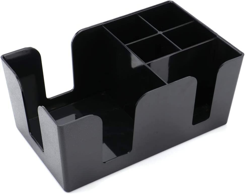 Pebbled black plastic Tebery bar caddy adds elegance and durability