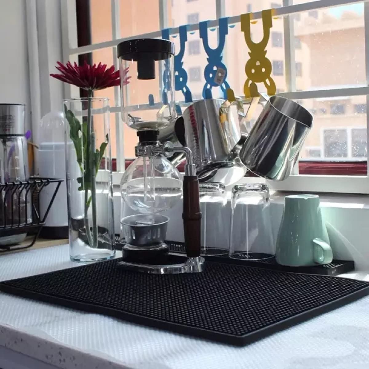 Tebery bar mat 18x12 protecting countertops from spills and espresso stains