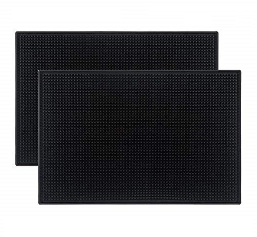 Tebery bar mat 18x12 top view shows black rubber surface protecting countertops from spills