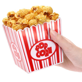 Tebery classic red-and-white striped popcorn box evokes cinema vibes