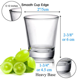 Tebery clear glass 2oz shot glasses ideal for spirits and mixed drinks