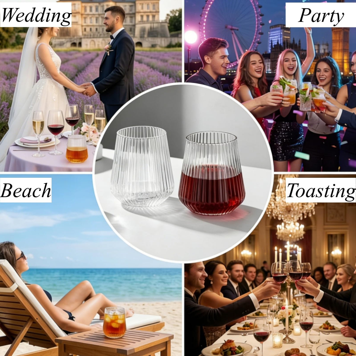 Tebery clear plastic cocktail cups show drinks clearly and prevent spills.