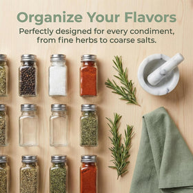 Tebery durable glass spice shakers, versatile countertop collection