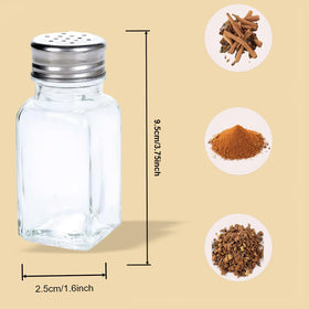 Tebery glass shakers with stainless tops, perfect for quick seasoning