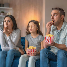 Tebery multiuse popcorn box doubles for small treats like candies or chocolates