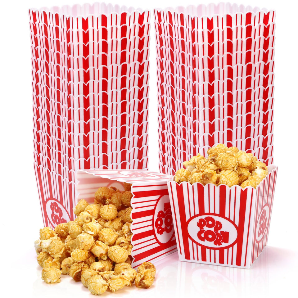 Tebery open-top popcorn box 3.75 tall square for individual movie-night servings