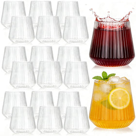 Tebery origami ribbed wine glasses offer elegant party presentation with durable plastic design.