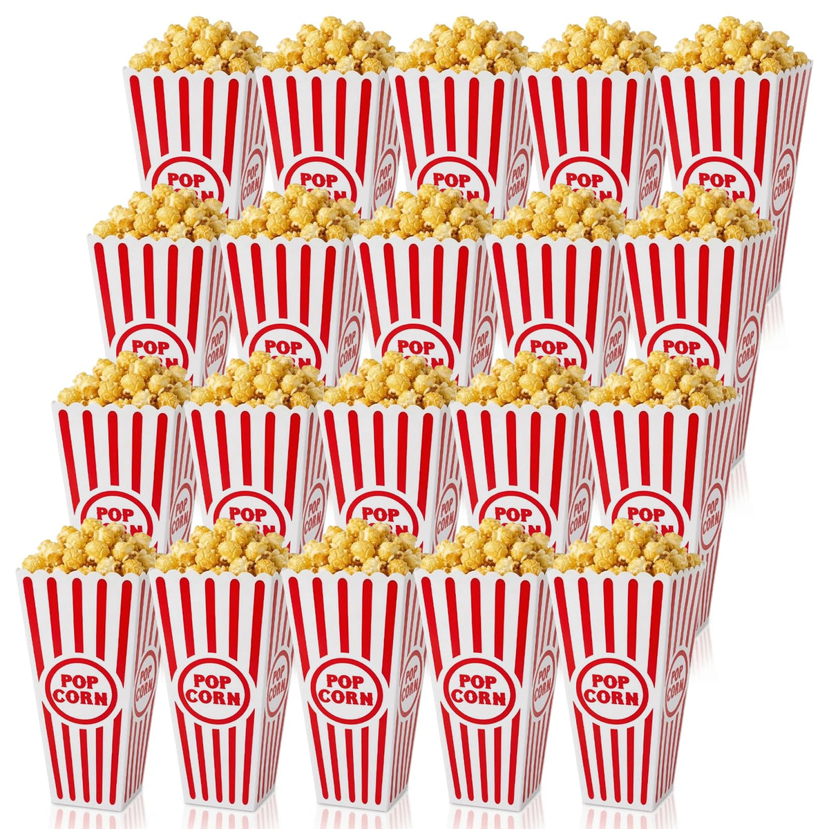 Tebery popcorn box open-top with red white stripes for movie-night snacking