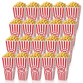 Tebery popcorn box open-top with red white stripes for movie-night snacking