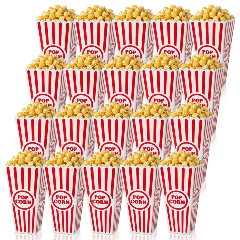 Tebery popcorn box open-top with red white stripes for movie-night snacking