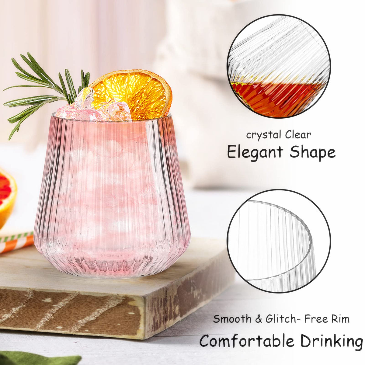 Tebery ridged origami plastic champagne tumbler adds texture and elegance.