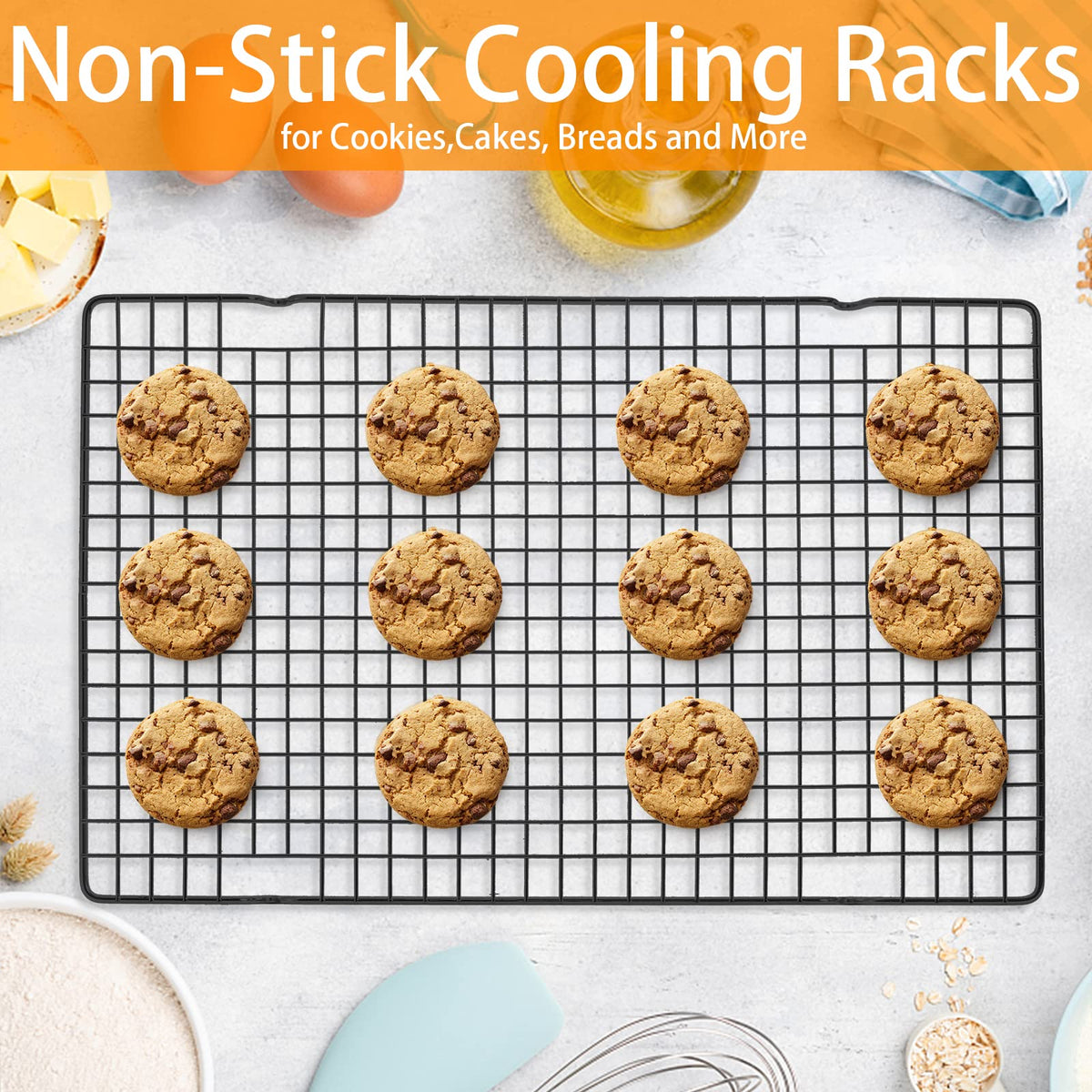 Tebery stable feet keep pastries elevated for consistent cooling.