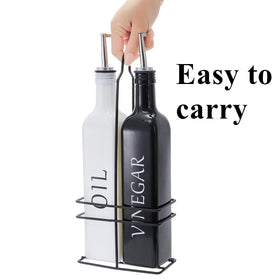 Premium stainless steel pourers with rubber stoppers prevent leaks.