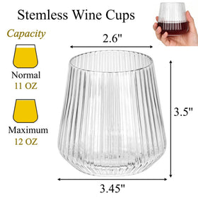 Tebery stemless plastic wine glasses showcase clear, shatterproof design for outdoor events.