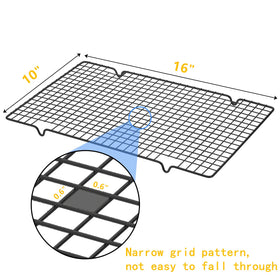 Tebery sturdy grid pattern wire rack supports delicate pastries during cooling.