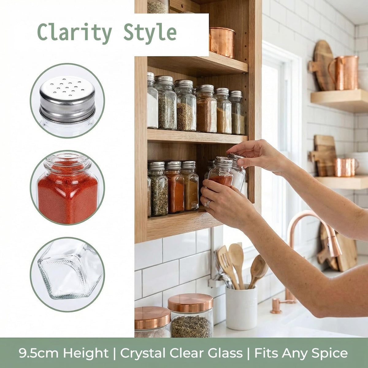 Tebery transparent glass body shakers show contents for timely refills
