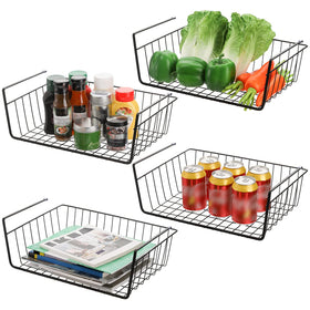 Tebery under-shelf wire basket slide-in for easy pantry organization.